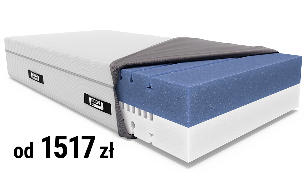 Materac BODYGUARD Boxspring z rozpiętym pokrowcem. Obok cena: od 1517 zł.