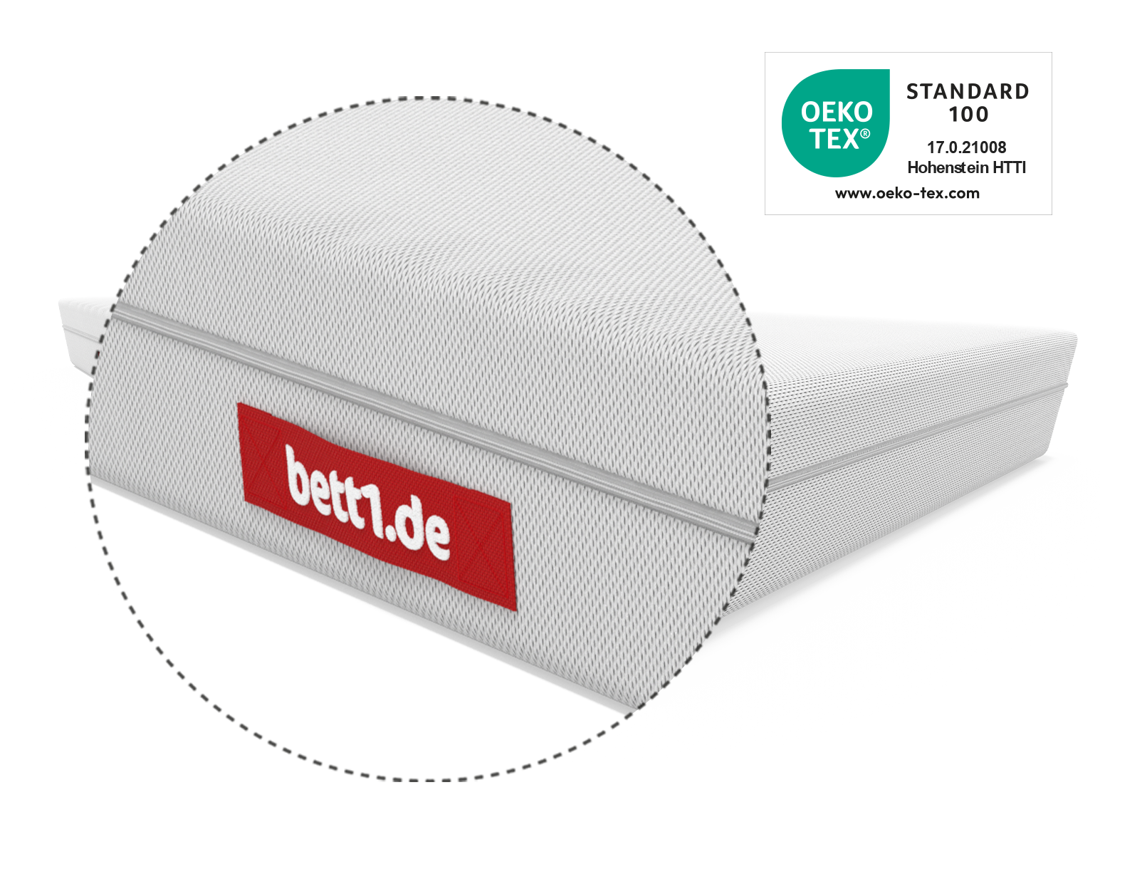 Powiększenie logo BODYGUARD oraz certyfikat Oeko-Tex w prawym górnym rogu.