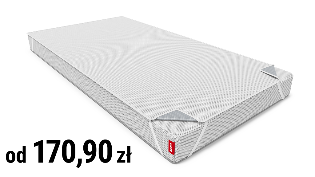 Nakładka higieniczna nałożona na materac. Obok cena: od 170.90 zł.