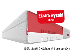 Miękki materac FLIP ukazany z boku z widocznym rdzeniem oraz napis: 100% pianki