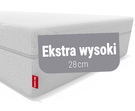Miękki materac FLIP ukazany z boku z widocznym rdzeniem oraz napis: 100% pianki