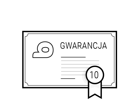 Ikona ukazująca coś na wzór certyfikatu z napisem gwarancja.